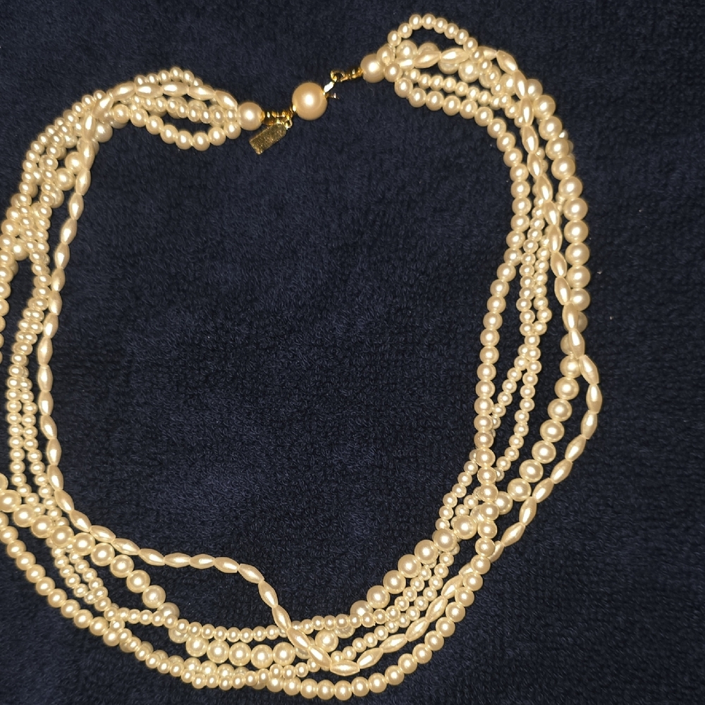 Chic Multi-Strand Cream Pearl Necklace